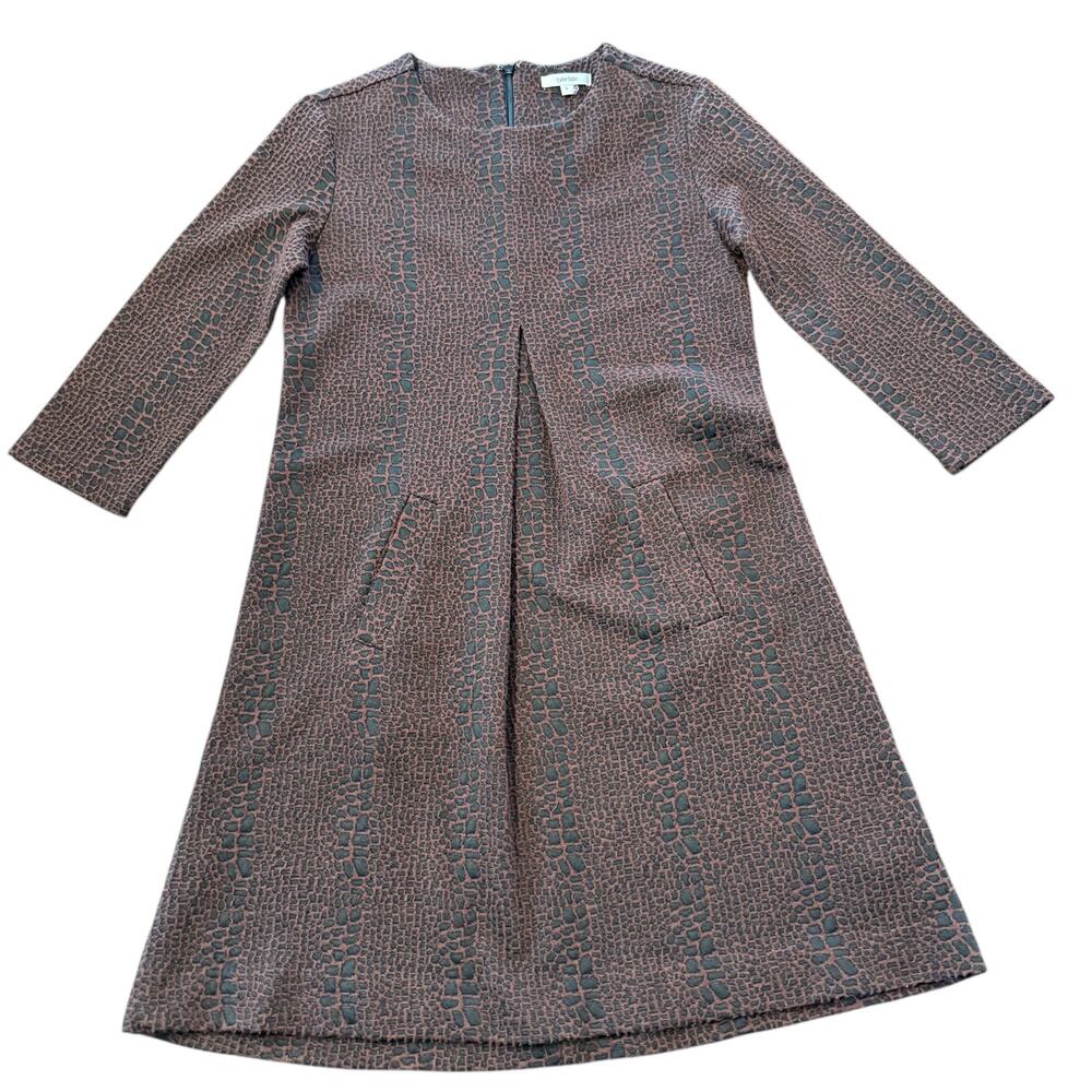 Tyler Boe Women’s brown black faux snakeskin pockets dress Size S